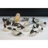 Collection of Fifteen Scottish ' Isle of Arran ' Partial Bisque Ceramic Sea Birds and an Owl,