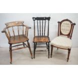 Late 19th / Early 20th century Elm Seated Captain's style Tub Chair raised on later castors, 63cm