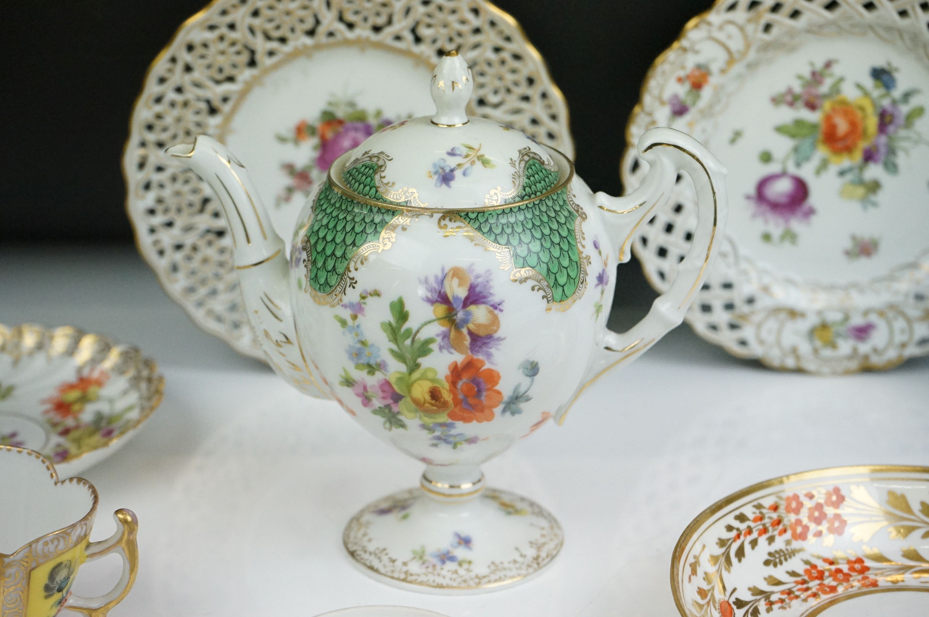 Mixed lot of Continental Porcelain including Augustus Rex Cabinet Cup & Saucer, Dresden Cabinet - Image 12 of 17