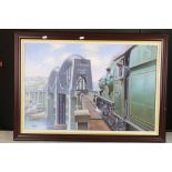 Mike Jeffries (B.1939) Oil Painting on Canvas of Railway Steam Train Locomotive titled to verso '