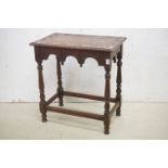 Late 19th century Oak Carved Rectangular Table with gothic style arcaded frieze, raised in turned