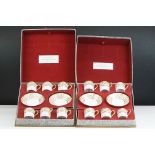 Two Cased Sets of Early 20th century Bernardaud & Co Limoges Porcelain Coffee Cans and Saucers,