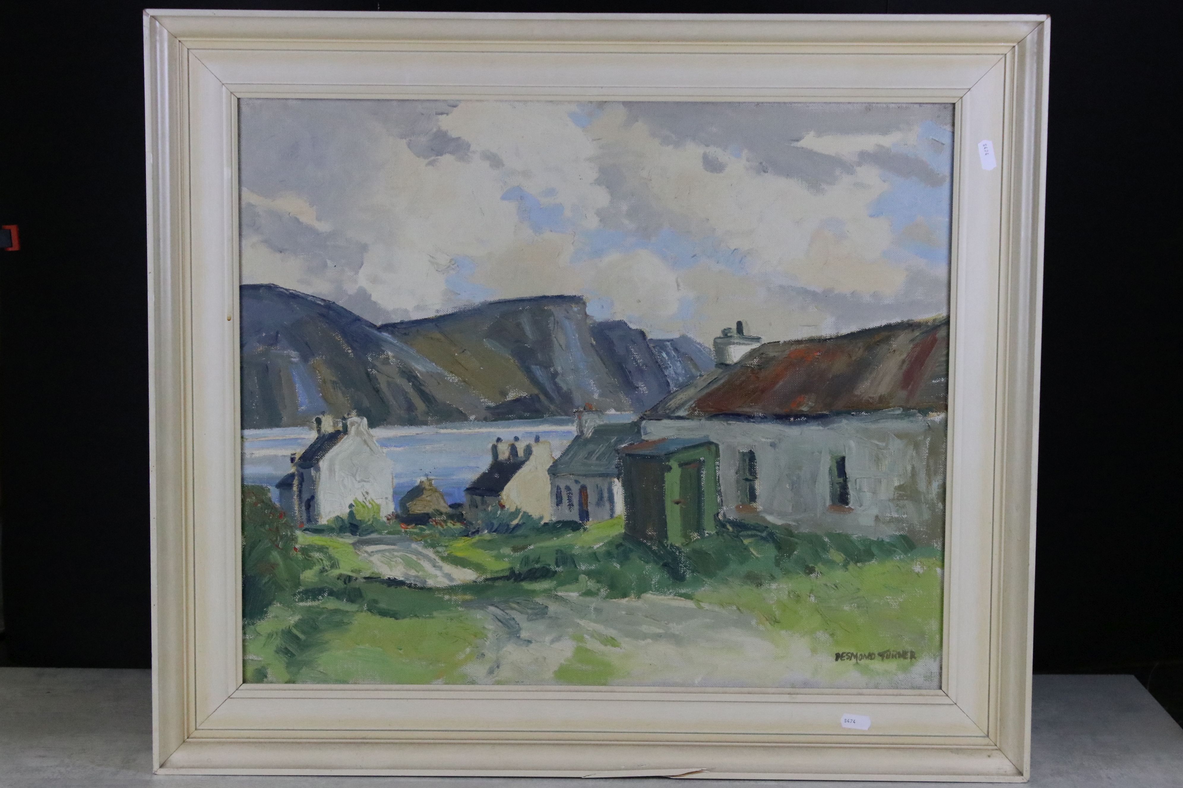 Desmond Turner RUA (1923 - 2011), Oil on Canvas, Cottages in an Irish Landscape, signed lower right,