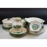 Poole Pottery hand-painted Dinnerware in the vineyard pattern including 6 bowls, 6 tea plates, 5