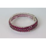 Large Ruby set Bangle with hinged clasp