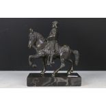 After Andrea del Verrocchio, Bronze Equestrian Figure of Bartolomeo Colleoni, raised on marble base,