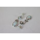 Pair of Silver and Opal Drop Earrings