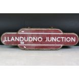 Mid century British Rail / Railways Welsh Totem Station Enamel Sign ' Llandudno Junction ', 92cm