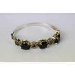 Silver and Semi Precious Stone Hinged Bangle