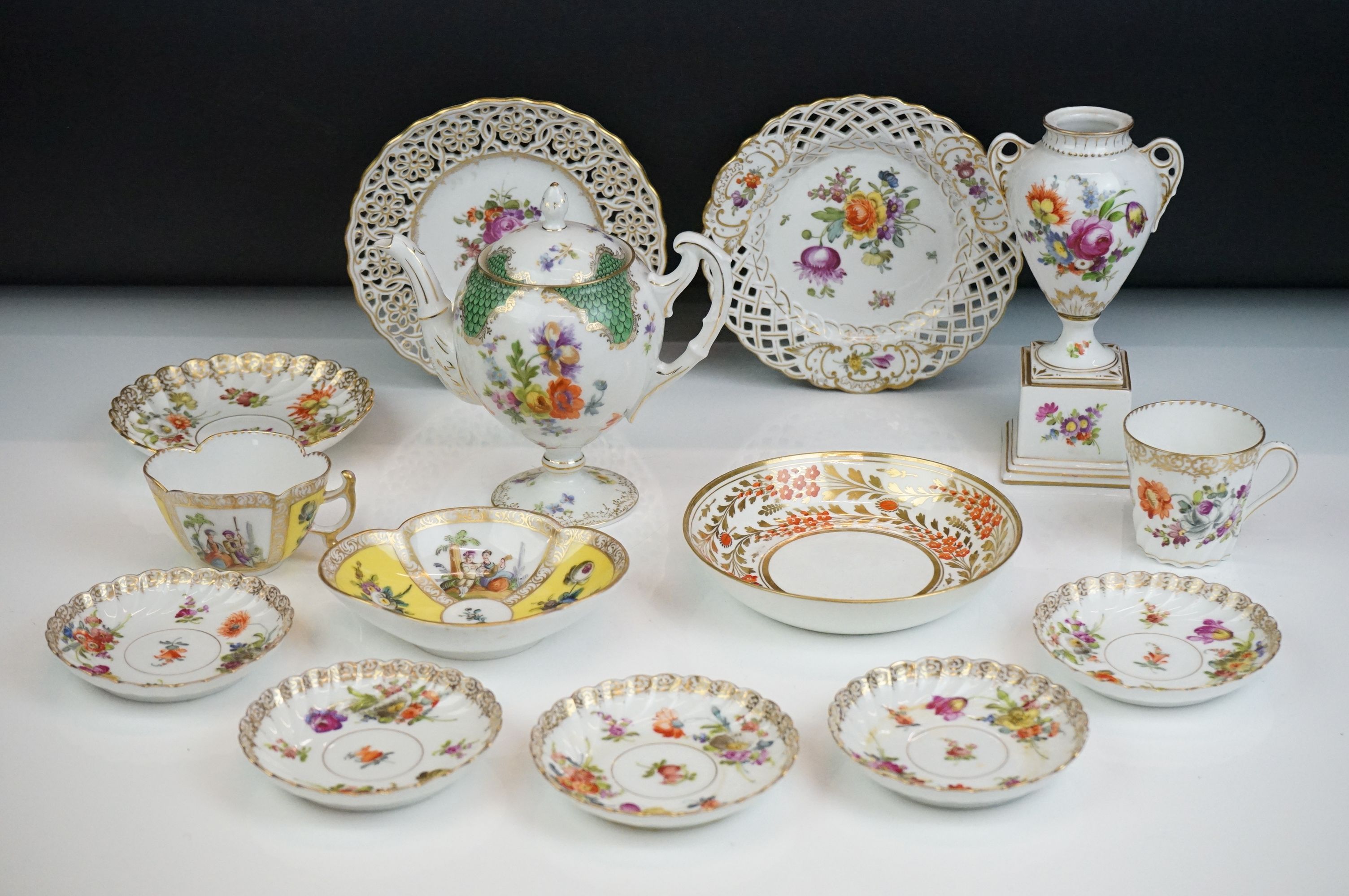 Mixed lot of Continental Porcelain including Augustus Rex Cabinet Cup & Saucer, Dresden Cabinet