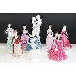Eight Coalport Figurines including Henrietta, Spring Song, Enchantress, Mary, Loving Daughter,