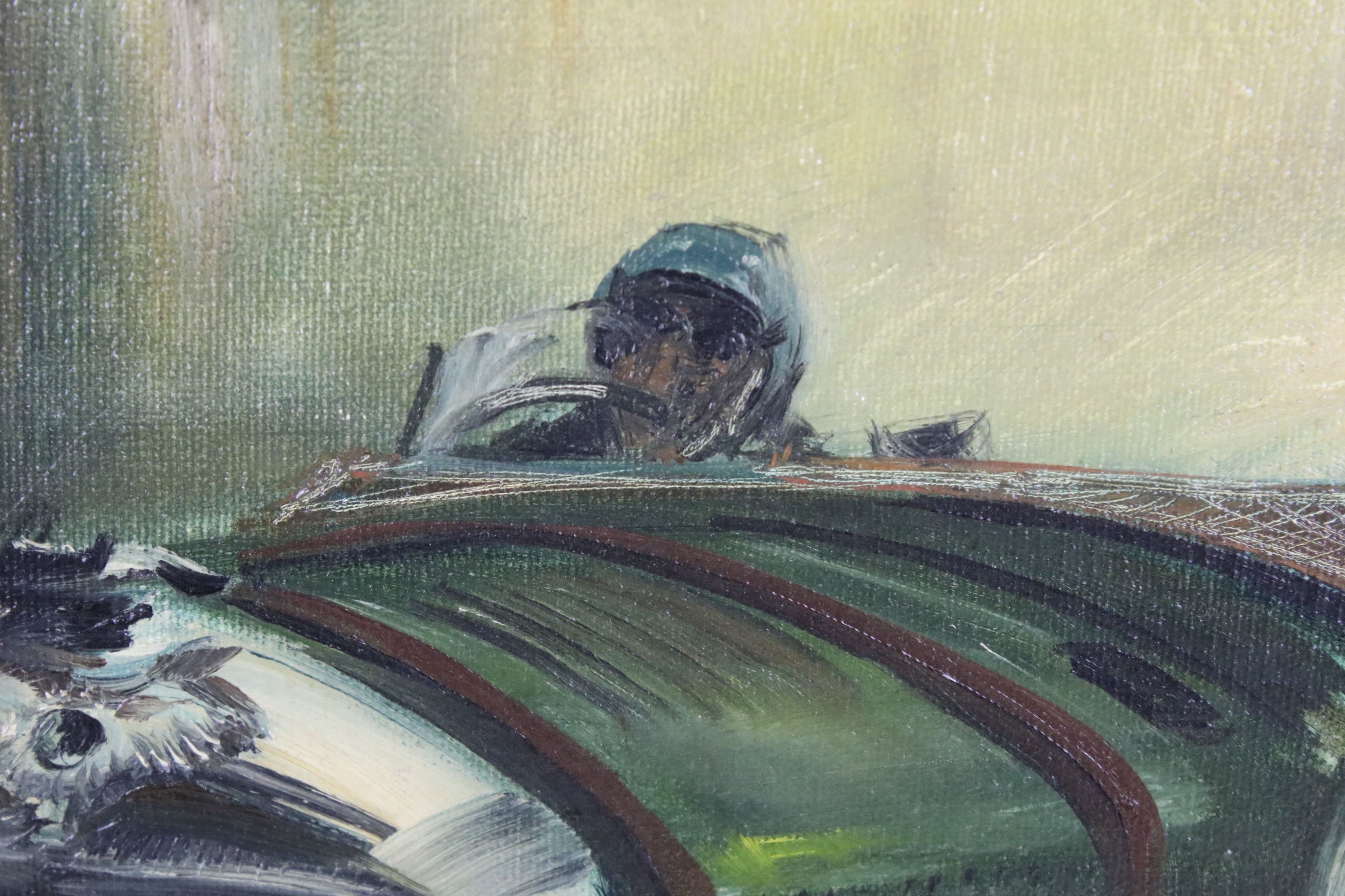 Dion Pears (1929 - 1985) Oil Painting on Canvas of a Vintage Racing Bentley Car, signed lower right, - Image 4 of 5