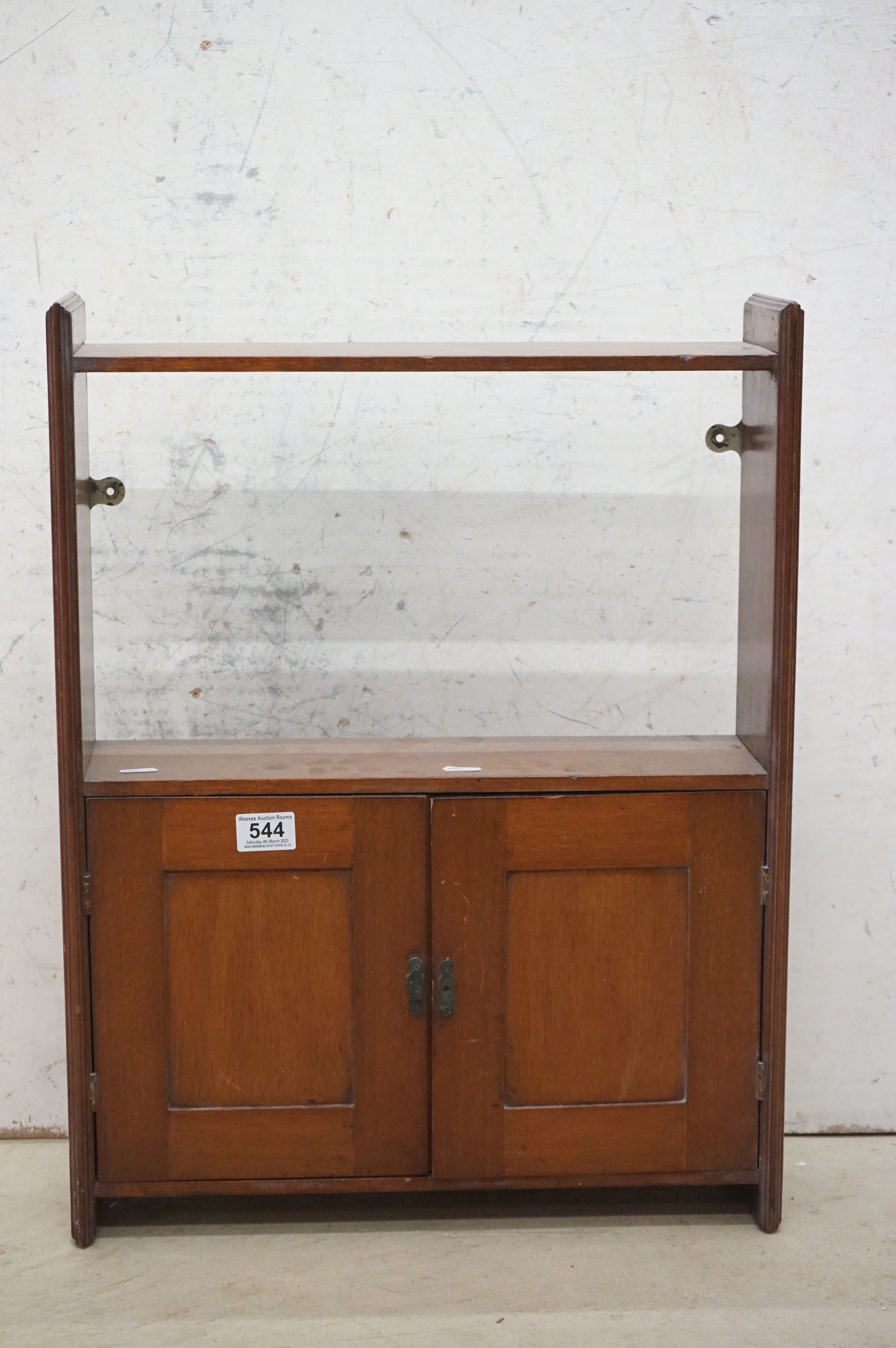 19th / Early 20th century Mahogany Hanging Wall Shelf and Cupboard, 48cm wide x 63cm high