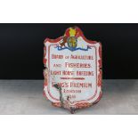 Early 20th century Crest Shaped Enamel Sign ' Board of Agricultural and Fisheries Light Horse