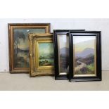 Pair of Early 20th century Moorland and Mountain Scene Paintings signed A J Iles together with