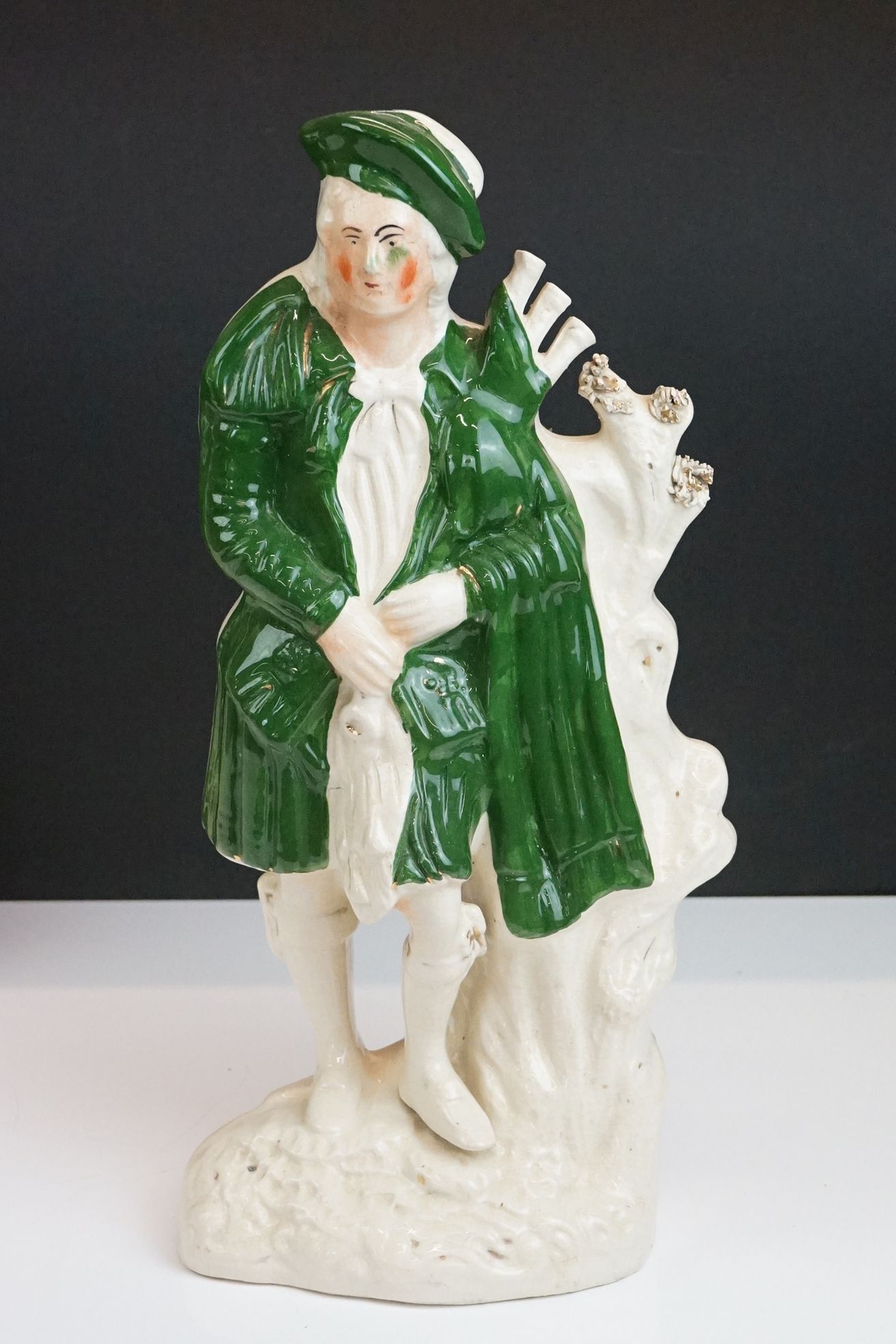 Two Staffordshire Figures of Bonnie Prince Charlie both wearing green jackets, 38cm high together - Image 2 of 13