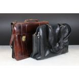 Two leather satchel bags - Black Tornabuoni Italian and Brown Calesa