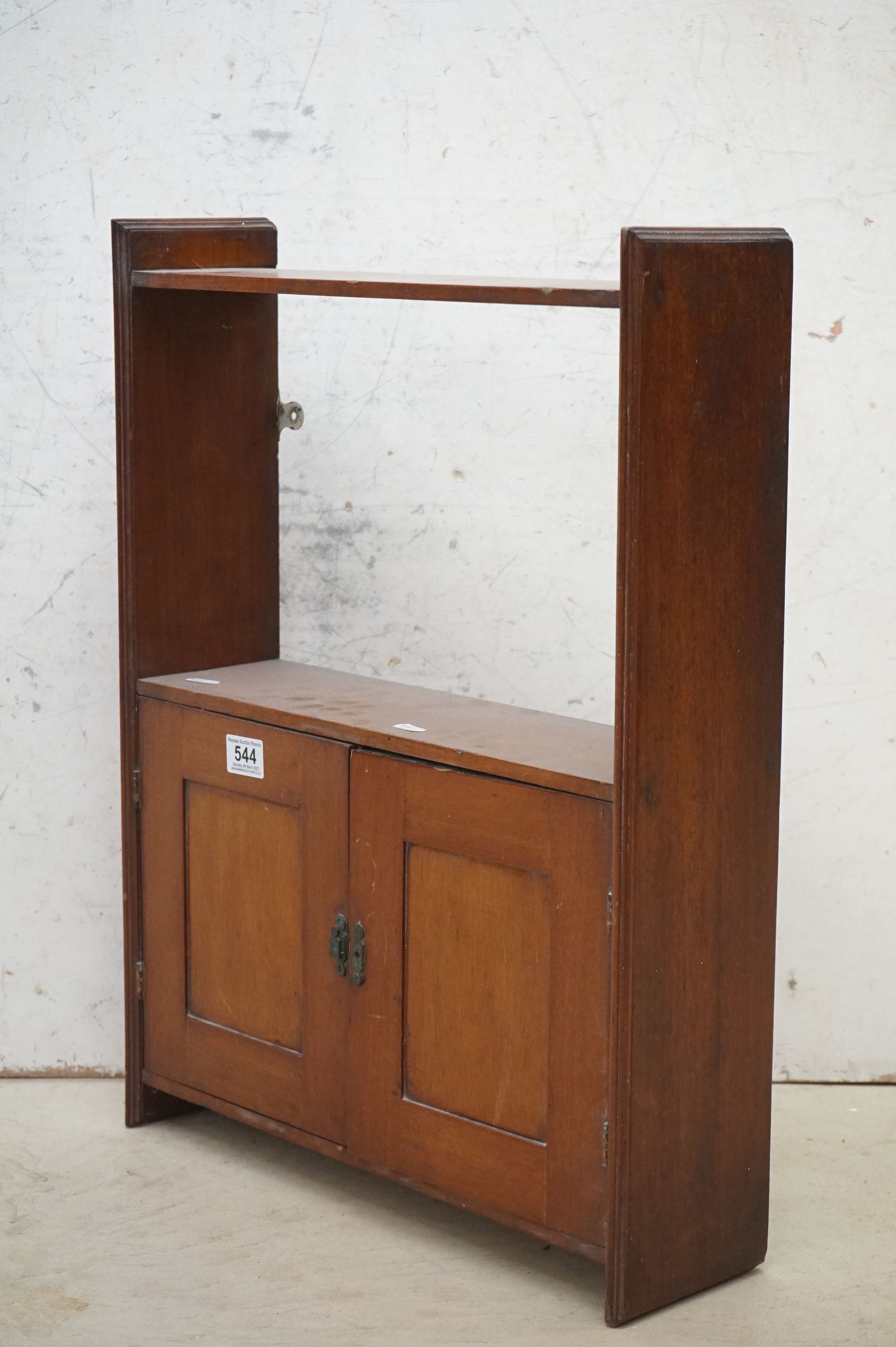 19th / Early 20th century Mahogany Hanging Wall Shelf and Cupboard, 48cm wide x 63cm high - Image 2 of 6