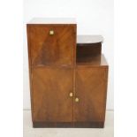 Art Deco Walnut Stepped Cocktail Cabinet with geometric veneer decoration to front of doors and