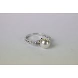 Silver CZ and Fresh Water Pearl Dress Ring