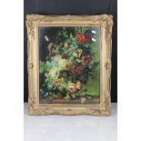 Still Life Oil Painting of Flowers in a Vase with a Bird's Nest and a Bird, signed, 50cm x 39cm,