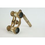 Early 20th century Mappin & Webb Brass and Mother of Pearl Opera Glasses, 9cm wide