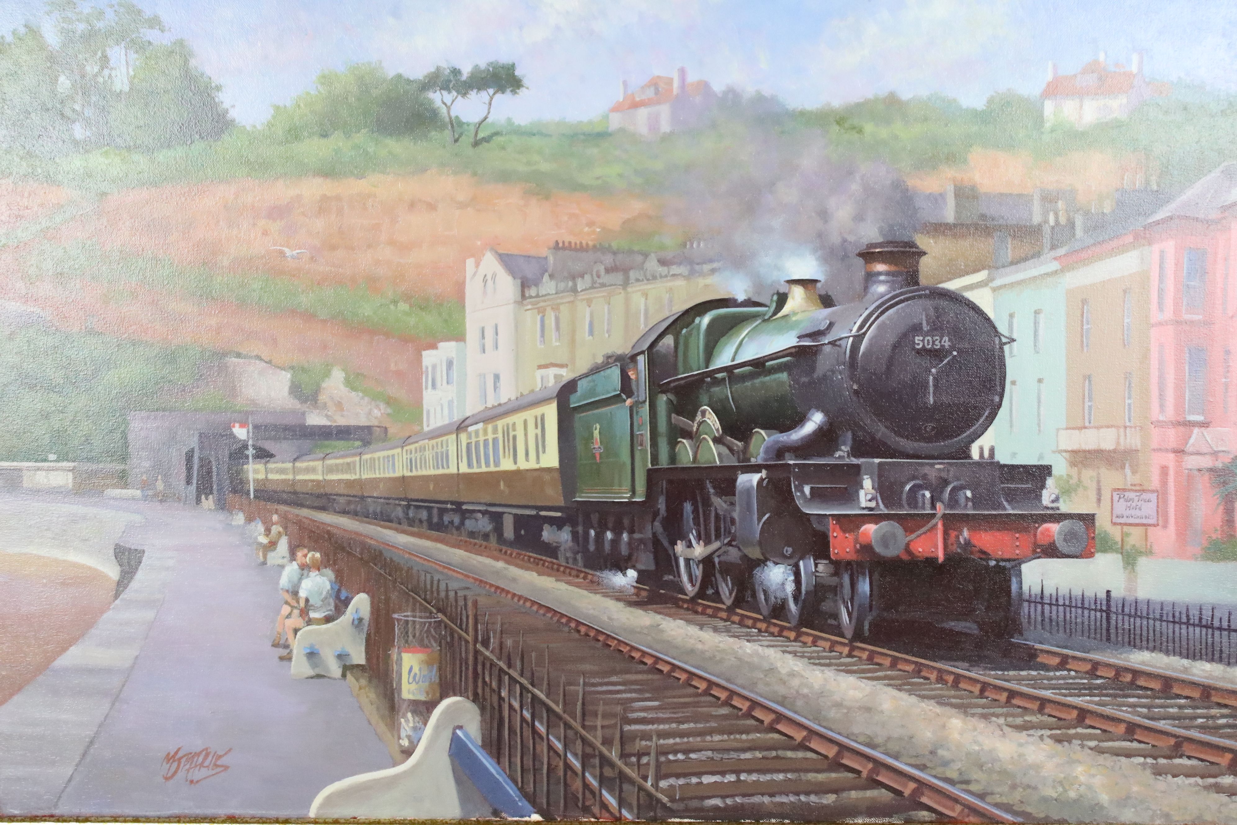 Mike Jeffries (B.1939) Oil Painting on Canvas of Railway Steam Train Locomotive titled to verso ' - Image 2 of 9