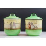 Pair of Early 20th century Royal Doulton ' Dutch Harlem ' Series Ware Biscuit Barrels & Lids, made