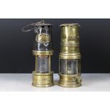 Two 19th century Brass Miners Safety Lamps, one by Ackroyd & Best Limited for Morley, Leeds no.