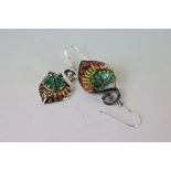 Pair of Silver and Tourmaline Drop Earrings