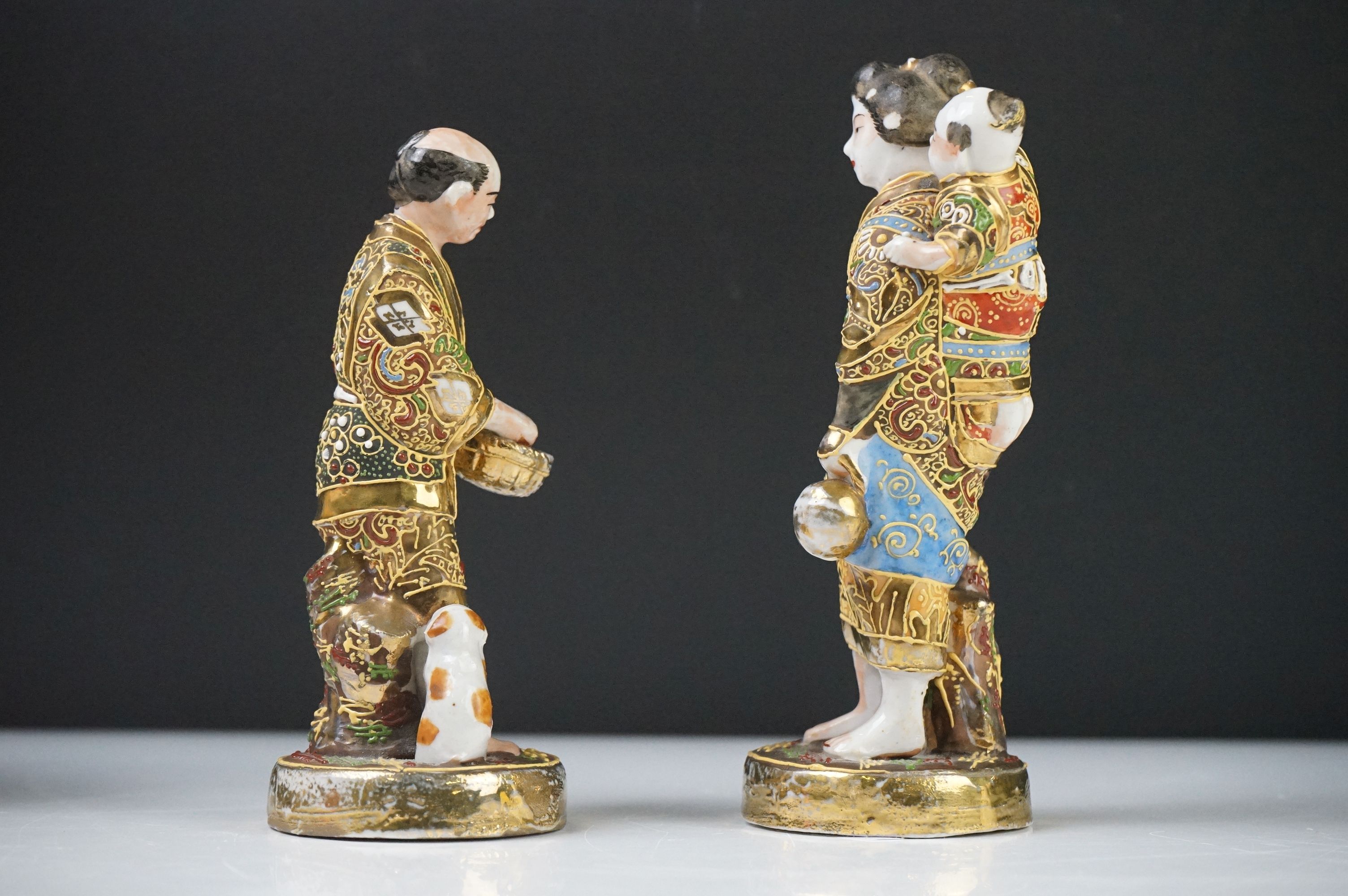 Group of Japanese Ceramics including Satsuma Vase, 16cm high, Two Satsuma Figures and a Small Cup - Image 8 of 19