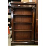 William IV / Victorian Walnut Open Bookcase with three adjustable shelves, 80cm wide x 142cm high