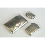 A fully hallmarked sterling silver cheroot case together with two fully hallmarked sterling silver