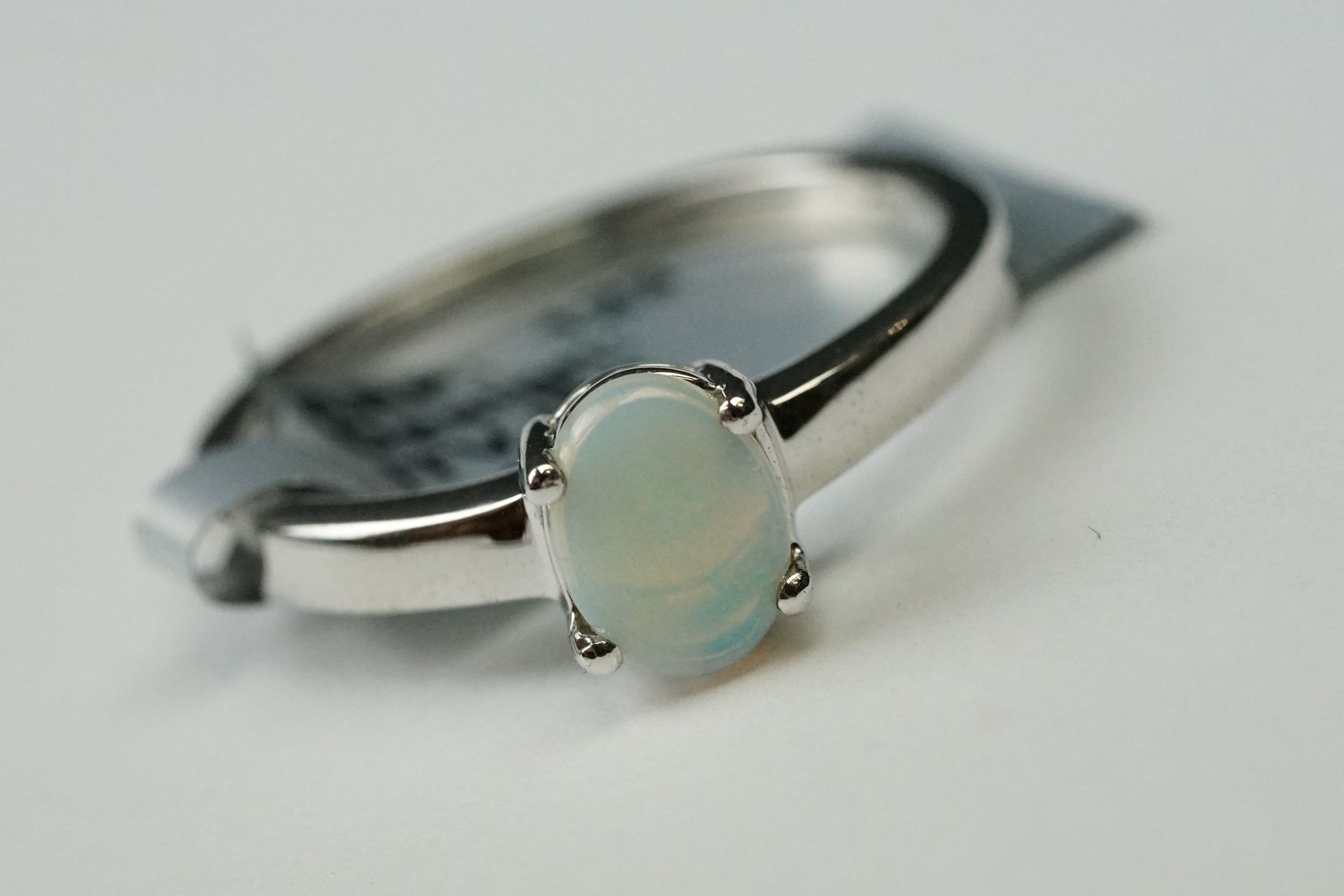 Two sterling silver ladies dress rings set with Opal cabochons. - Image 2 of 11