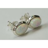 Pair of Silver and Opal Stud Earrings