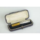 Silver Mounted Amber Cheroot Holder in it's original case, Birmingham hallmarks 1888 Hall &