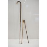 Chestnut Shepherd's Crook together with two other Wooden Walking Sticks with knob handles