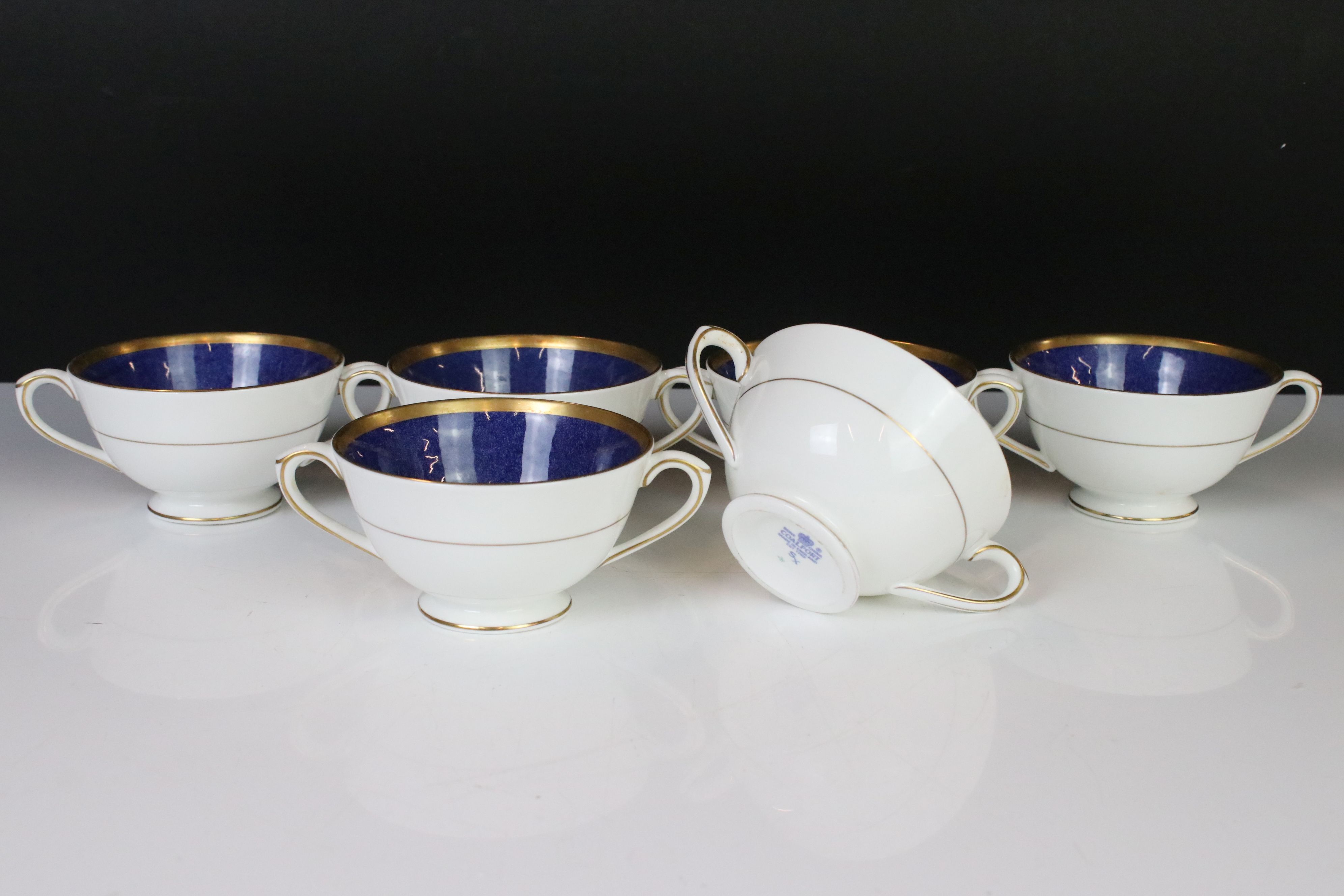 Coalport ' Athlone-Blue ' Tea and Dinner ware including Teapot, 7 tea cups, 2 coffee cups, 6 soup - Image 15 of 18