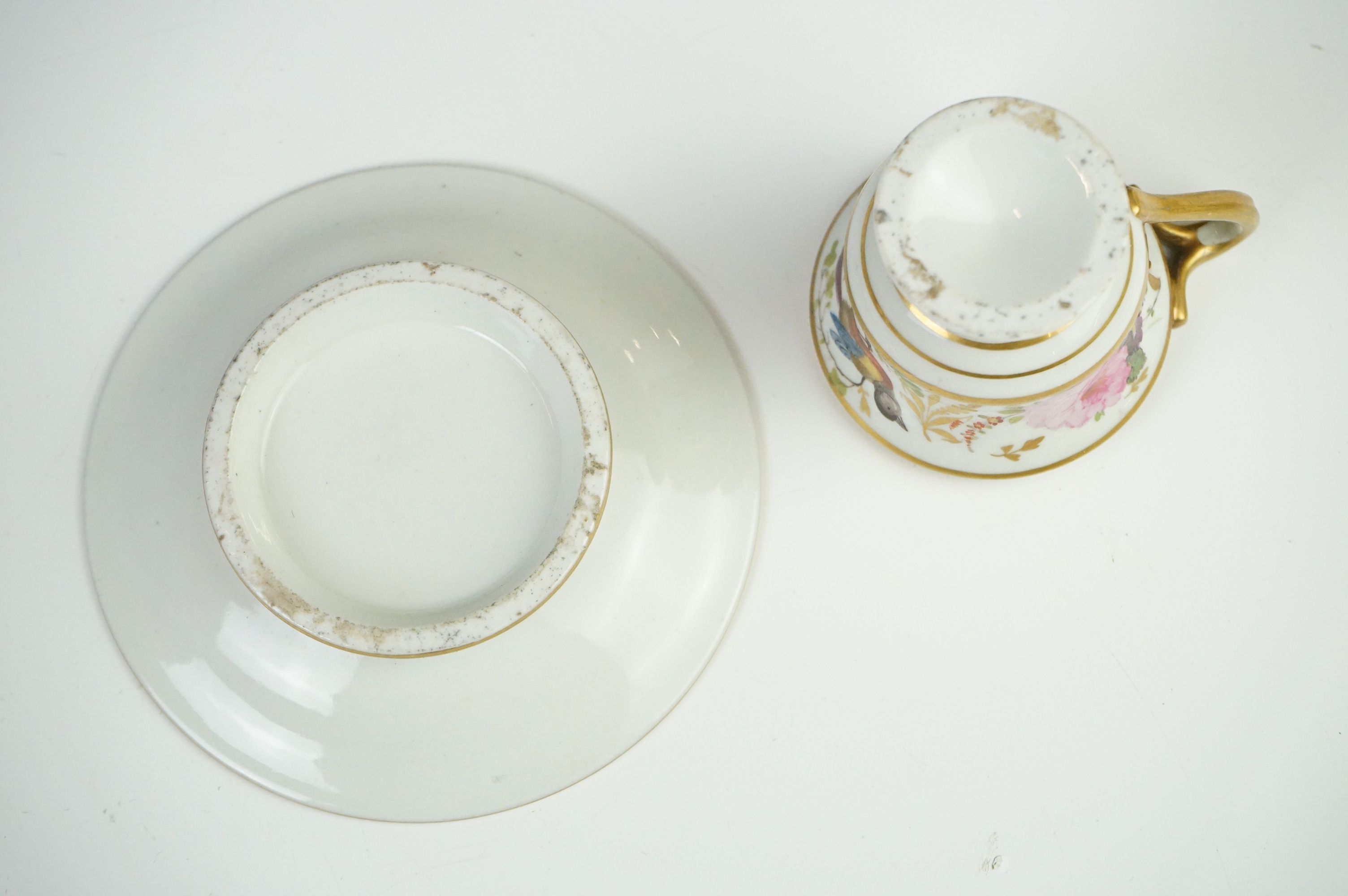 Pair of Continental Porcelain Cabinet Cups and Saucers decorated in gilt and enamels with flowers - Image 6 of 8