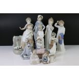 Eleven Nao Ceramic Figures, tallest 32cm together with a Nao Goose
