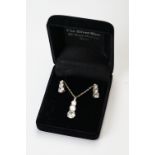 Silver Necklace and Pendant Earring Set