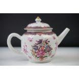 18th century Chinese Porcelain Famille Rose Teapot decorated with floral sprays, 14cm high