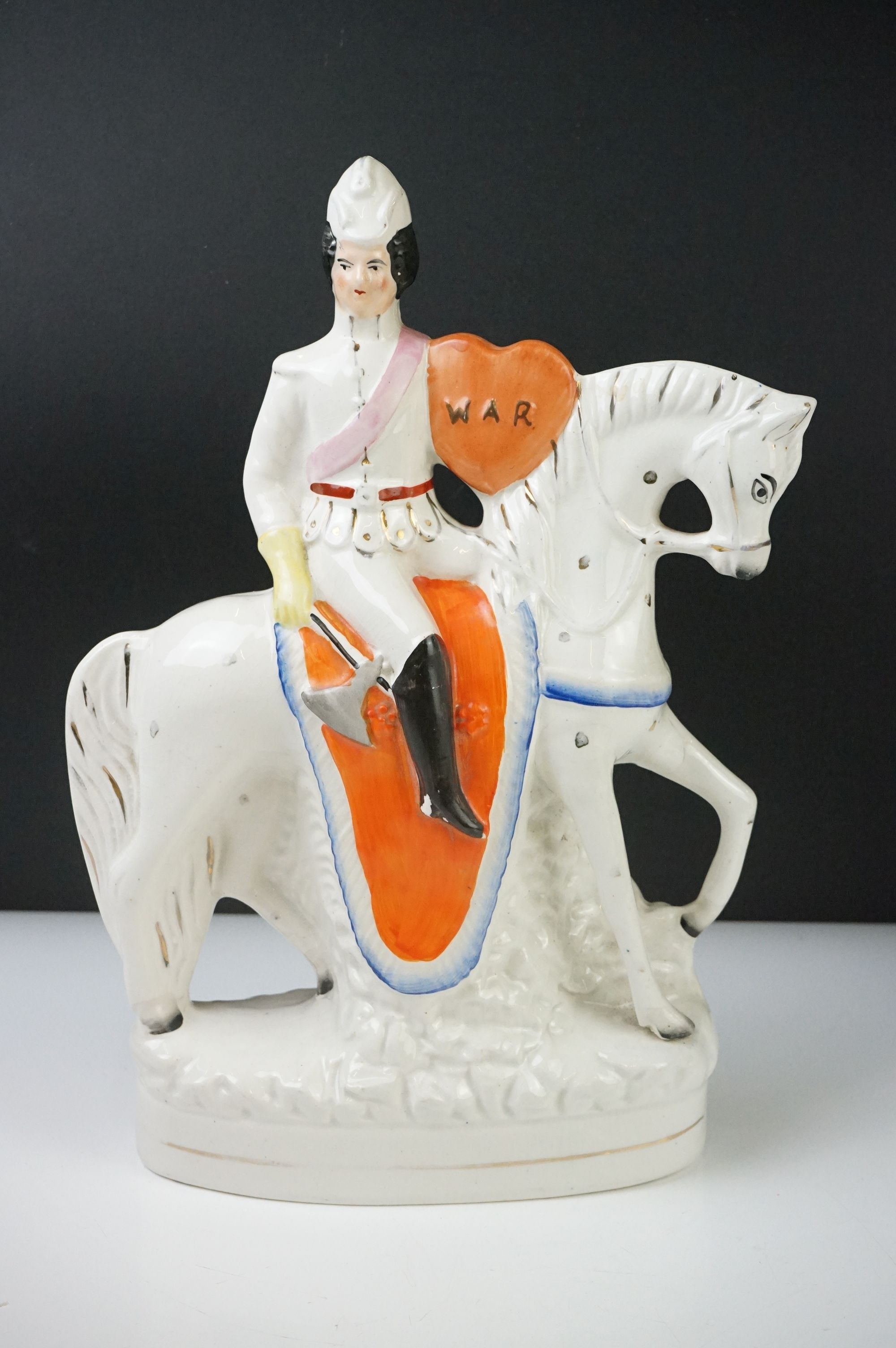 Pair of 19th century Staffordshire Flatback Figures titled ' War ' and ' Peace ' modelled as a - Image 2 of 21