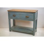 Pine Farmhouse Work Table with drawer and pot shelf below, 90cm long x 73cm high