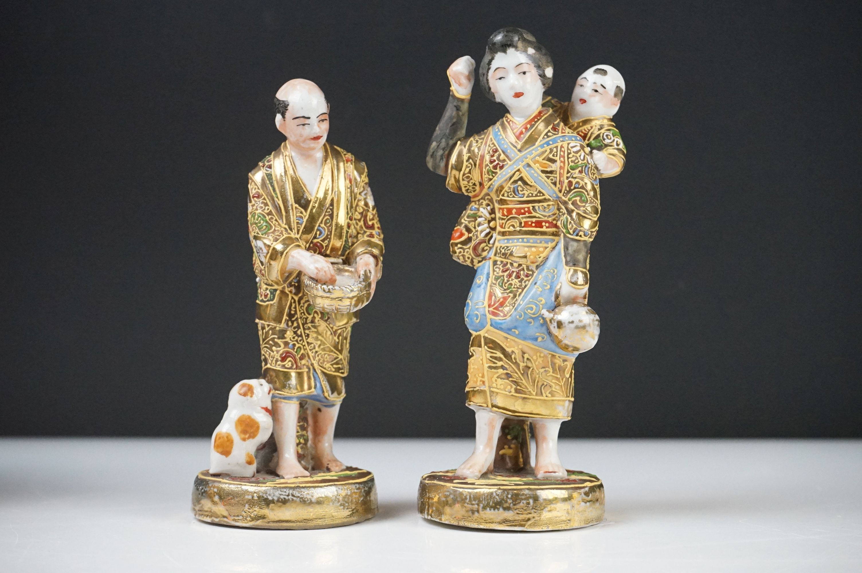 Group of Japanese Ceramics including Satsuma Vase, 16cm high, Two Satsuma Figures and a Small Cup - Image 7 of 19