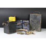 Automobile / Car collectables - Two AA Badges, Black Metal ' Motorists First Aid Case ' with some