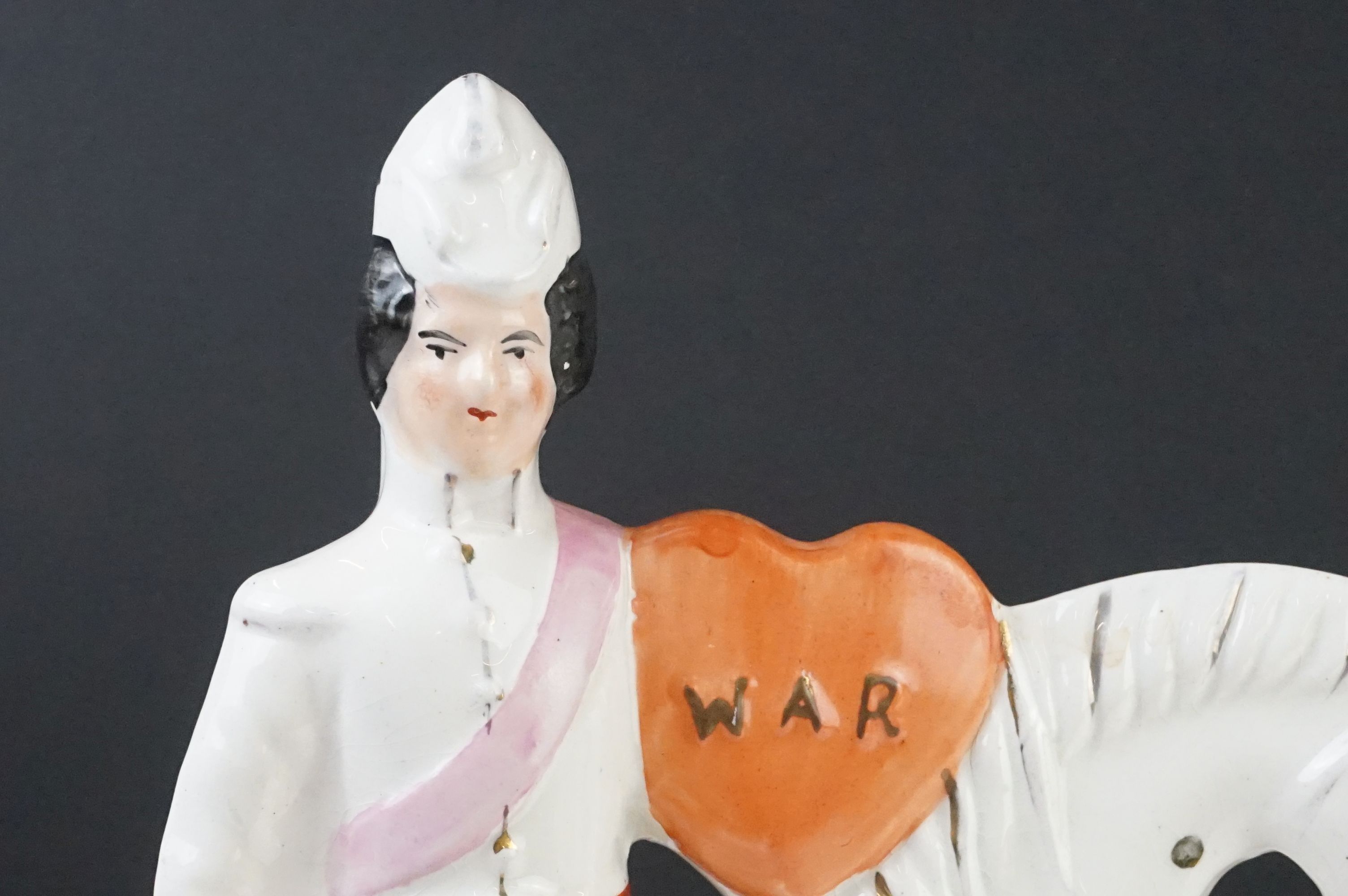 Pair of 19th century Staffordshire Flatback Figures titled ' War ' and ' Peace ' modelled as a - Image 4 of 21