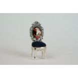 Silver Chair Pincushion with enamel panel