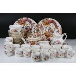 Royal Crown Derby ' Derby Posies ' Teaware including 6 tea cups and 7 saucers, 13 coffee cups and