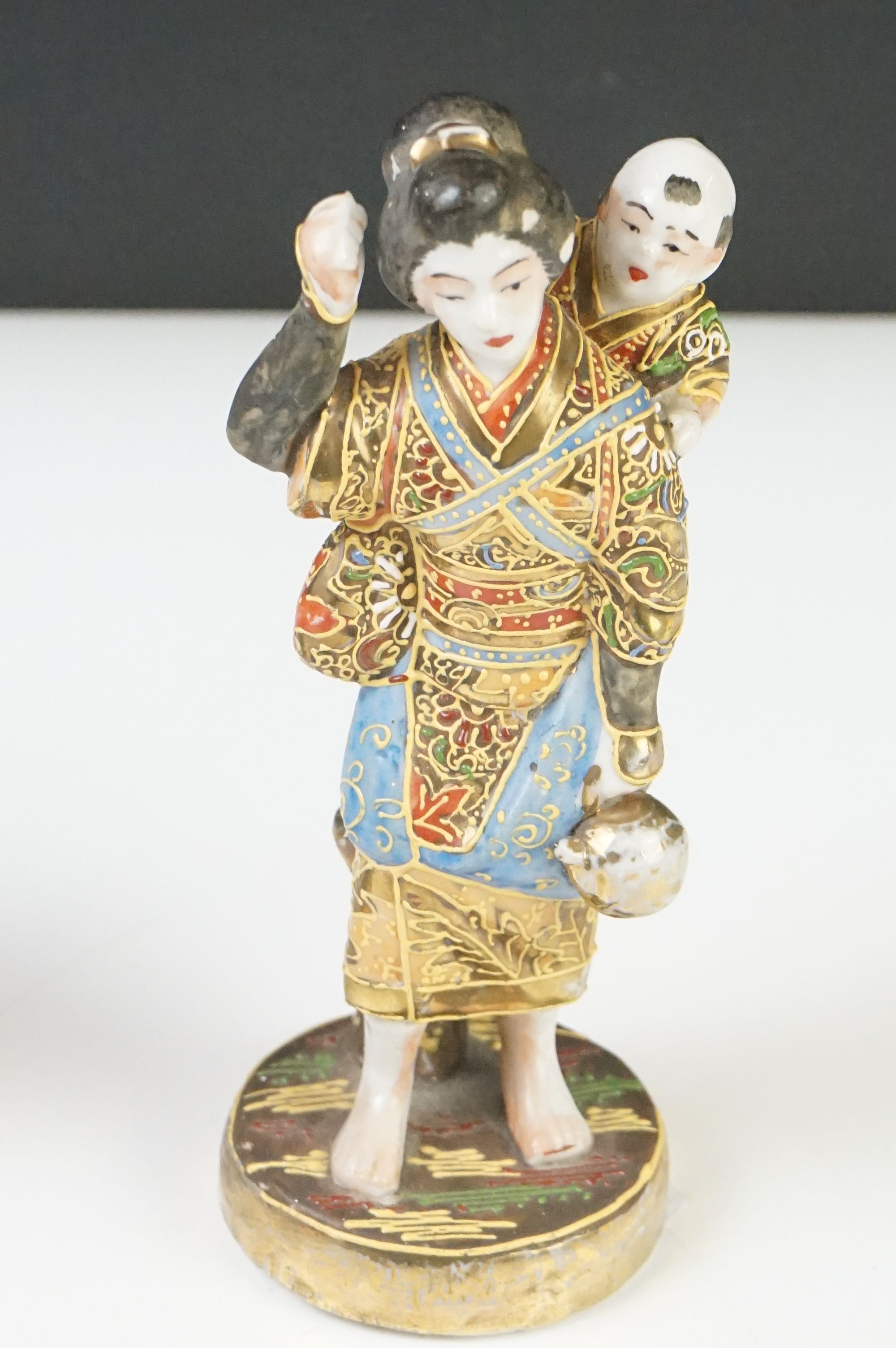 Group of Japanese Ceramics including Satsuma Vase, 16cm high, Two Satsuma Figures and a Small Cup - Image 11 of 19